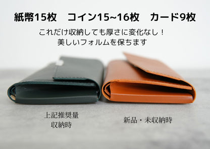 最小クラスの本革長財布 soallet｜お札を折らずに収納・超スリム大容量ミニ財布｜日本製ヌメ革財布
